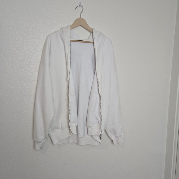 Brandy Melville White Christy Hoodie Oversized Slouchy Fit Zip-up Coastal O/S - Picture 10 of 15
